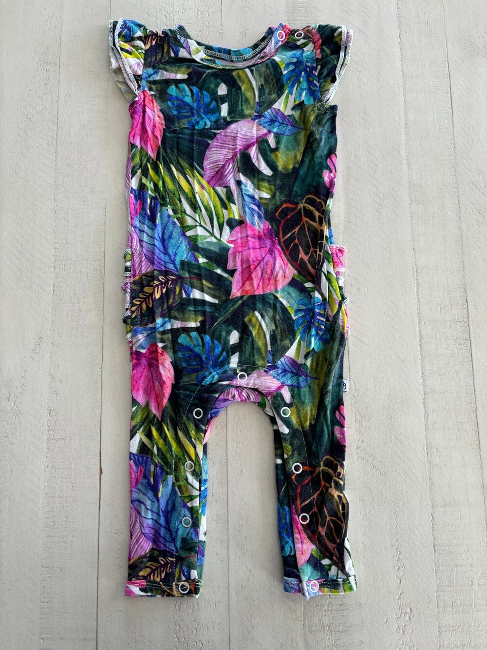 Little Bum Bums AKA Bums and Roses Floral Palm Romper 3-6 months EUC